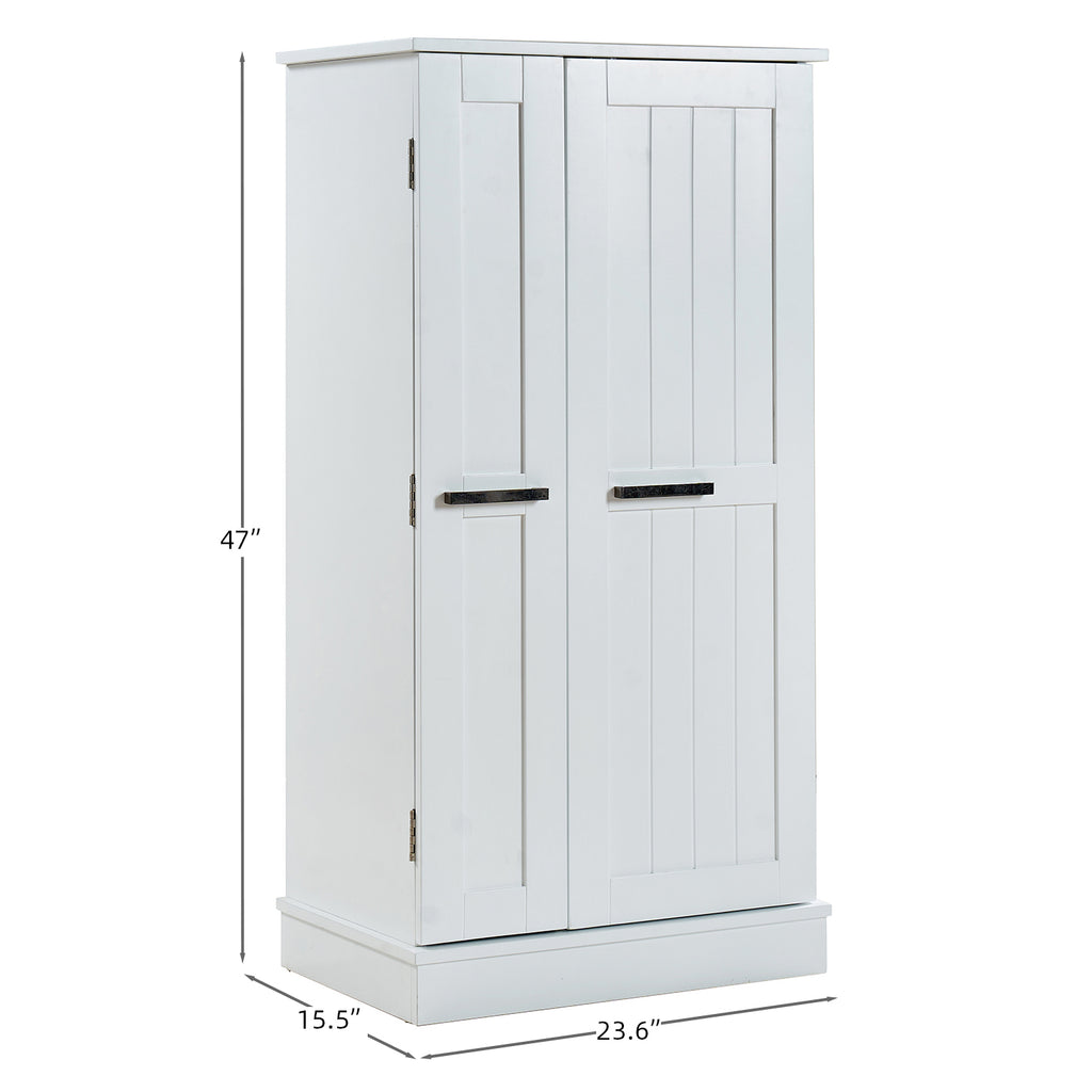 Elegant White MDF Kitchen Pantry with Adjustable Shelves.