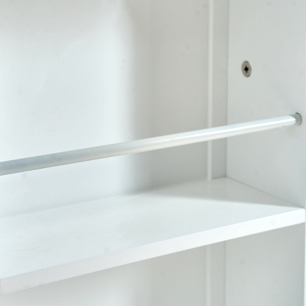 Elegant White MDF Kitchen Pantry with Adjustable Shelves.