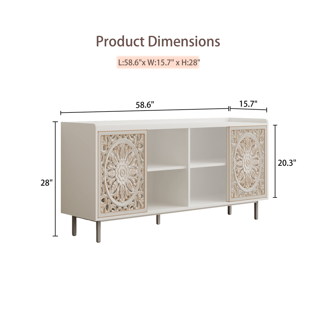 Living Room Furniture Mid Century Modern Tv Stand Kitchen Storage White Curio Buffet Cabinet suitable for TV cabinets,tables,sideboards,decorative cabinets(WHITE)