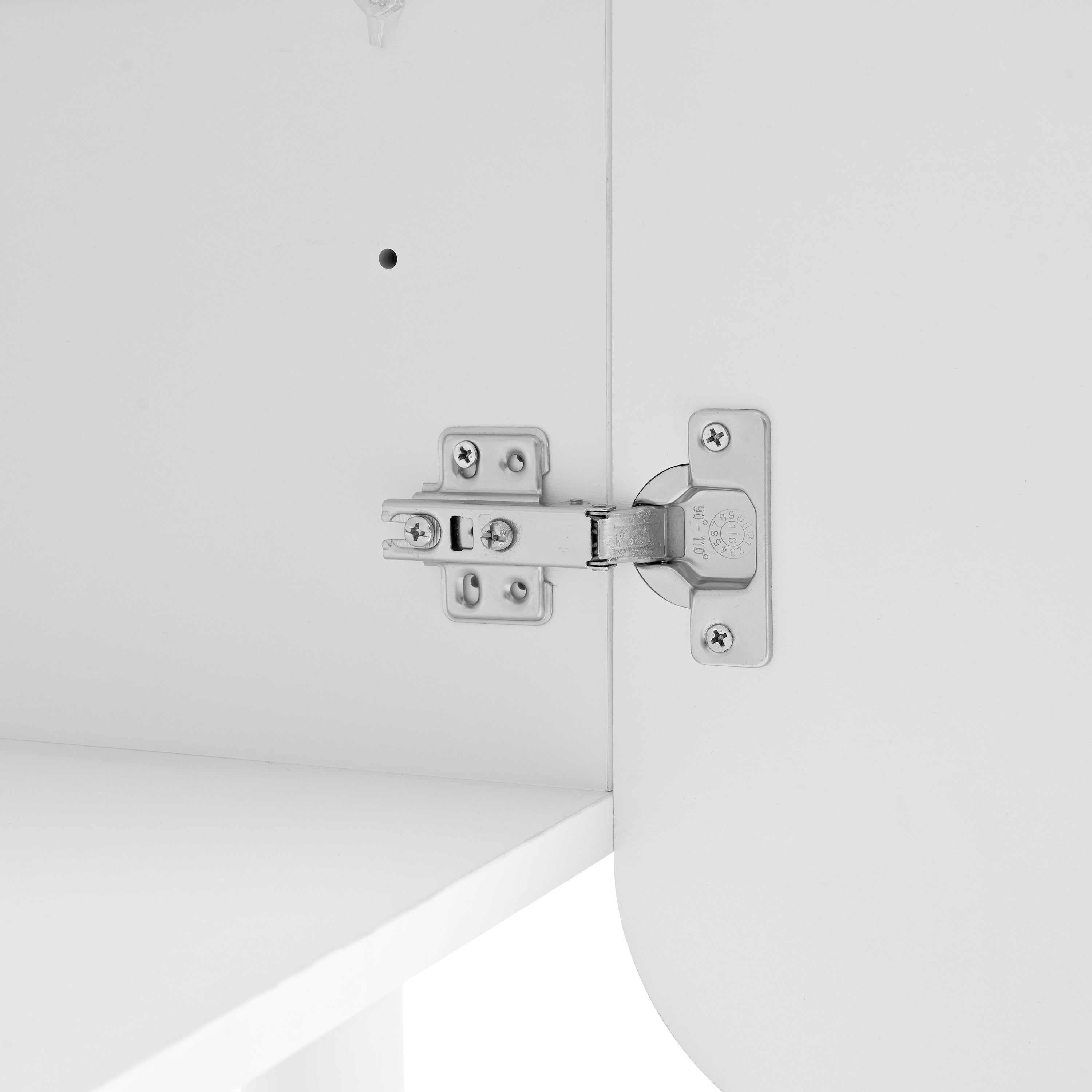 ON-TREND Cream Style Minimalist Shoe Cabinet with 5 Solid Wood Legs, Sideboard Buffet Cabinet with Adjustable Shelves, Large Storage Cabinet with Wave Doors for Living Room, White