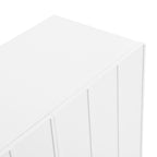 ON-TREND Cream Style Minimalist Shoe Cabinet with 5 Solid Wood Legs, Sideboard Buffet Cabinet with Adjustable Shelves, Large Storage Cabinet with Wave Doors for Living Room, White