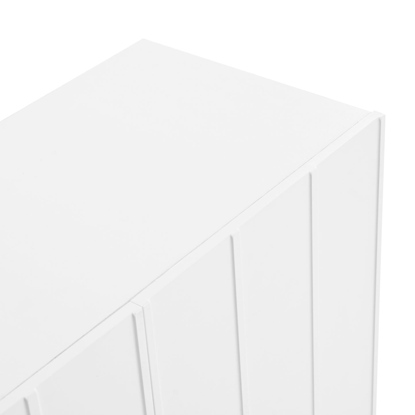 ON-TREND Cream Style Minimalist Shoe Cabinet with 5 Solid Wood Legs, Sideboard Buffet Cabinet with Adjustable Shelves, Large Storage Cabinet with Wave Doors for Living Room, White