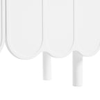 ON-TREND Cream Style Minimalist Shoe Cabinet with 5 Solid Wood Legs, Sideboard Buffet Cabinet with Adjustable Shelves, Large Storage Cabinet with Wave Doors for Living Room, White