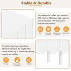 ON-TREND Cream Style Minimalist Shoe Cabinet with 5 Solid Wood Legs, Sideboard Buffet Cabinet with Adjustable Shelves, Large Storage Cabinet with Wave Doors for Living Room, White