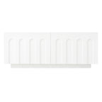 ON-TREND Elegant TV Stand & Coffee Table Set of 2, Multi-Functional Media Console with Arched Design for TVs Up to 80', Modern Dual Purpose Center Table with Drawers for Living Room, Bedroom, White