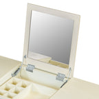 2-in-1 Vanity Desk with Flip-Top Mirror, Dressing Table Set with Drawer & Cabinet, Multi-Functional Computer Writing Desk for Study, Dressing Room, Bedroom, Living Room, White Oak