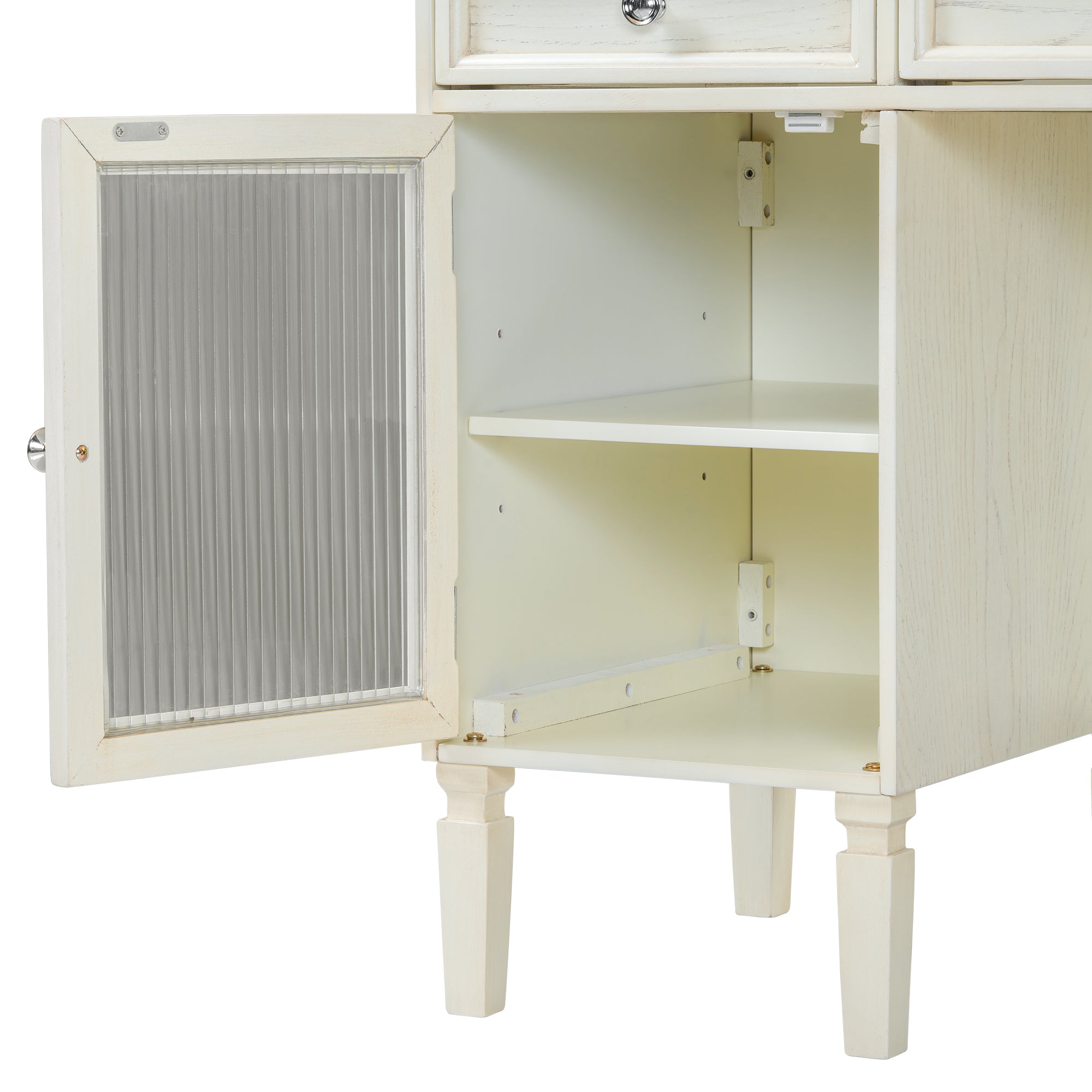 2-in-1 Vanity Desk with Flip-Top Mirror, Dressing Table Set with Drawer & Cabinet, Multi-Functional Computer Writing Desk for Study, Dressing Room, Bedroom, Living Room, White Oak