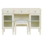 2-in-1 Vanity Desk with Flip-Top Mirror, Dressing Table Set with Drawer & Cabinet, Multi-Functional Computer Writing Desk for Study, Dressing Room, Bedroom, Living Room, White Oak