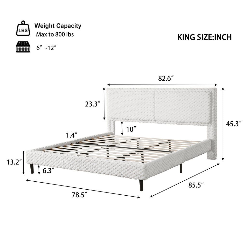 Simple Modern White Plush Soft Bed Comfortable Backrest Bedroom Bed,King Bed Frame