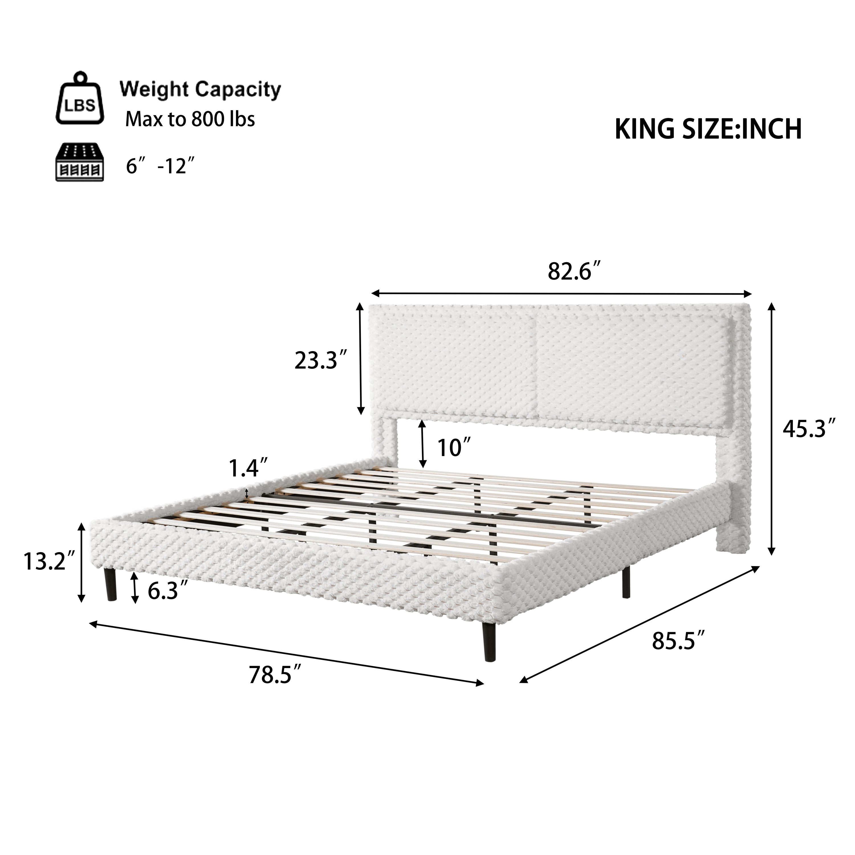 Simple Modern White Plush Soft Bed Comfortable Backrest Bedroom Bed,King Bed Frame