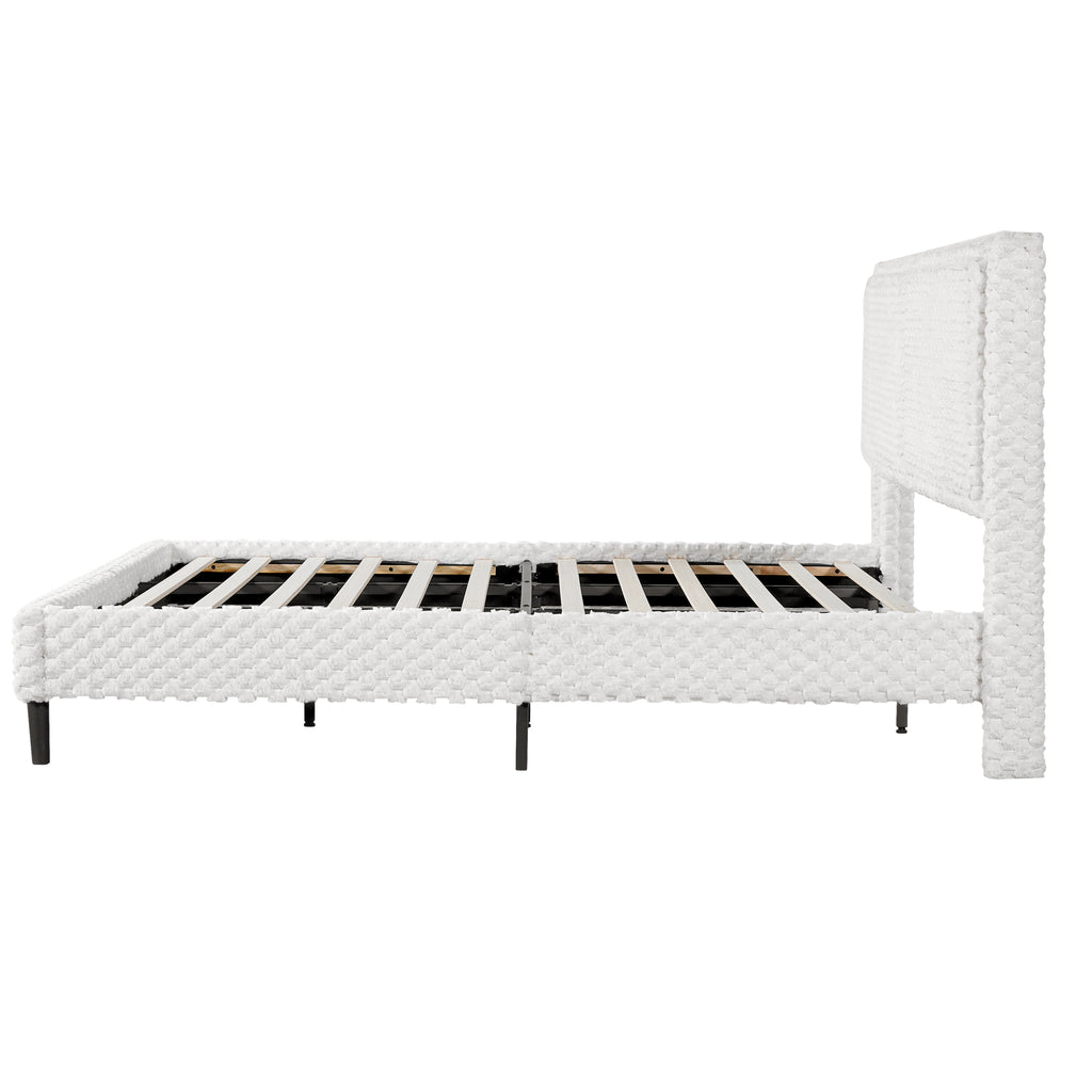 Simple Modern White Plush Soft Bed Comfortable Backrest Bedroom Bed,King Bed Frame
