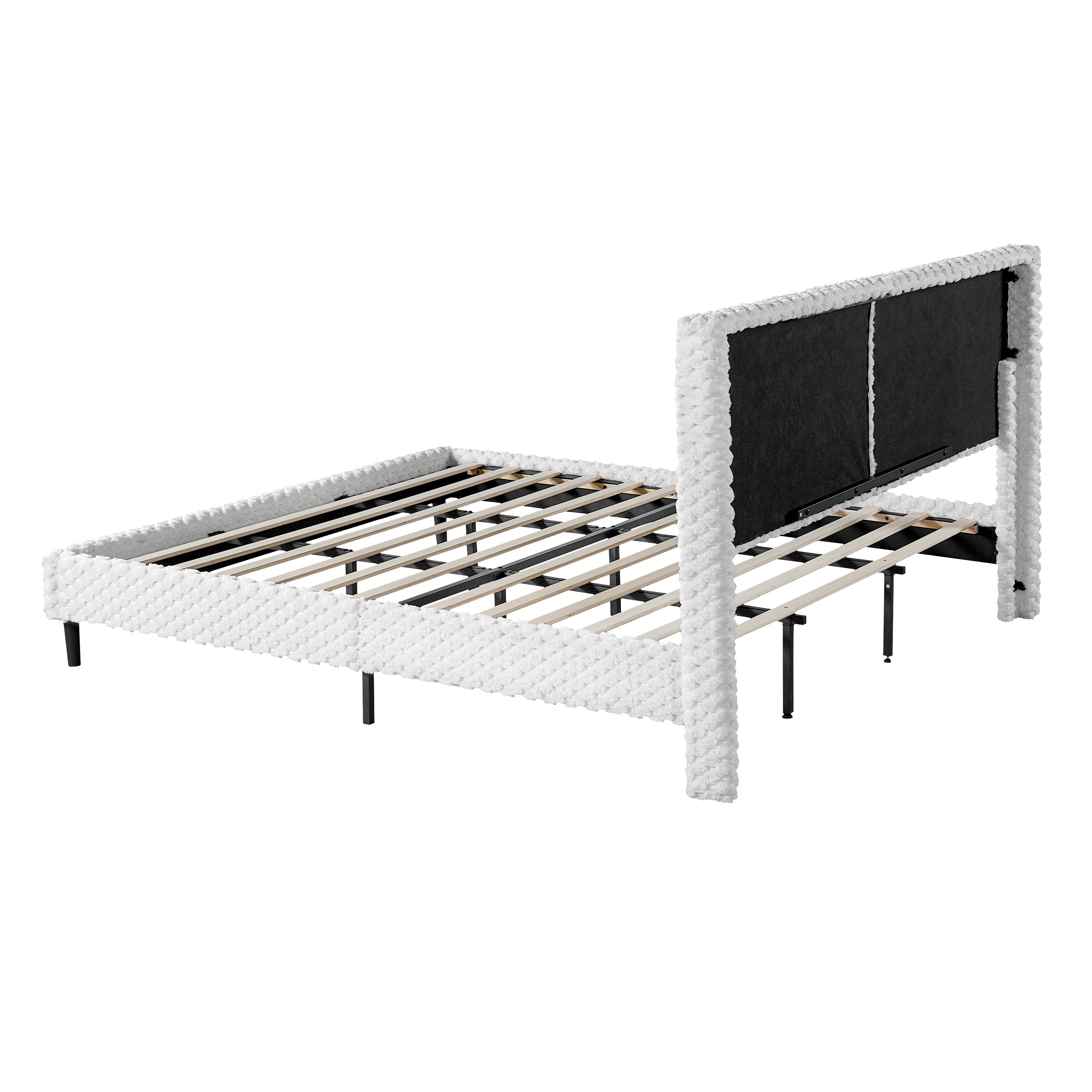 Simple Modern White Plush Soft Bed Comfortable Backrest Bedroom Bed,King Bed Frame