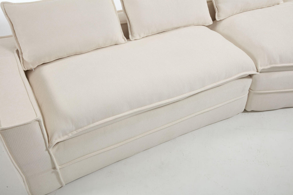 Elegant White Polyester Modern Minimalist Sectional Sofa.