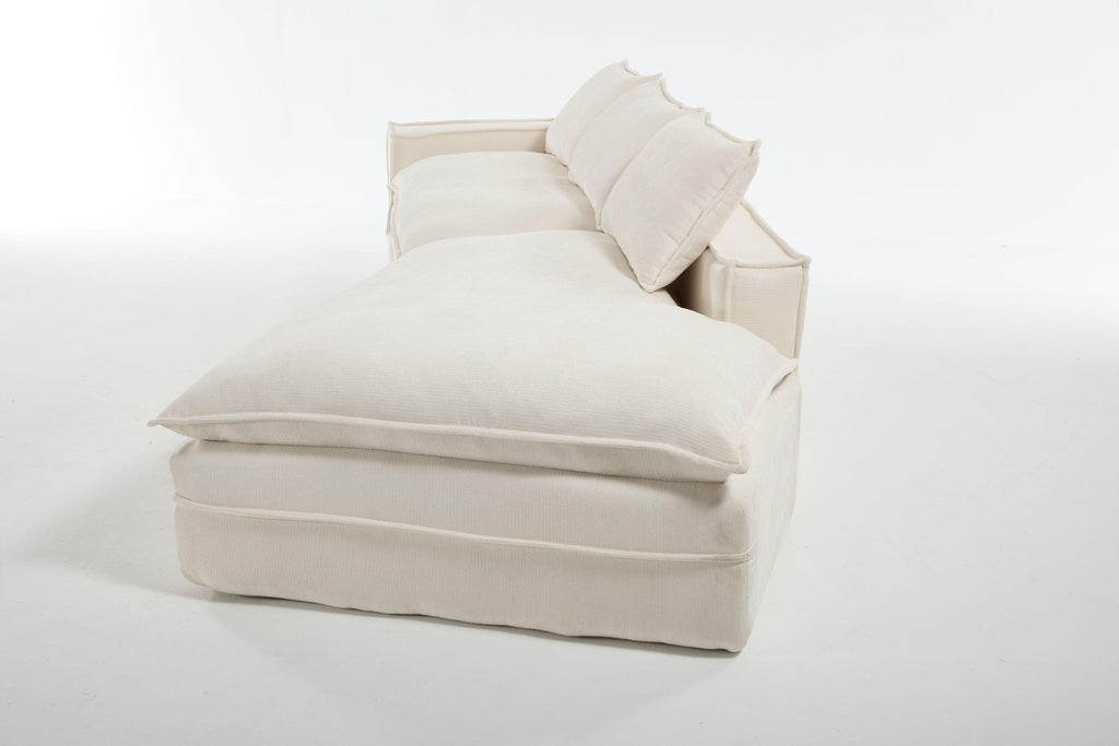 Elegant White Polyester Modern Minimalist Sectional Sofa.