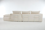 Elegant White Polyester Modern Minimalist Sectional Sofa.