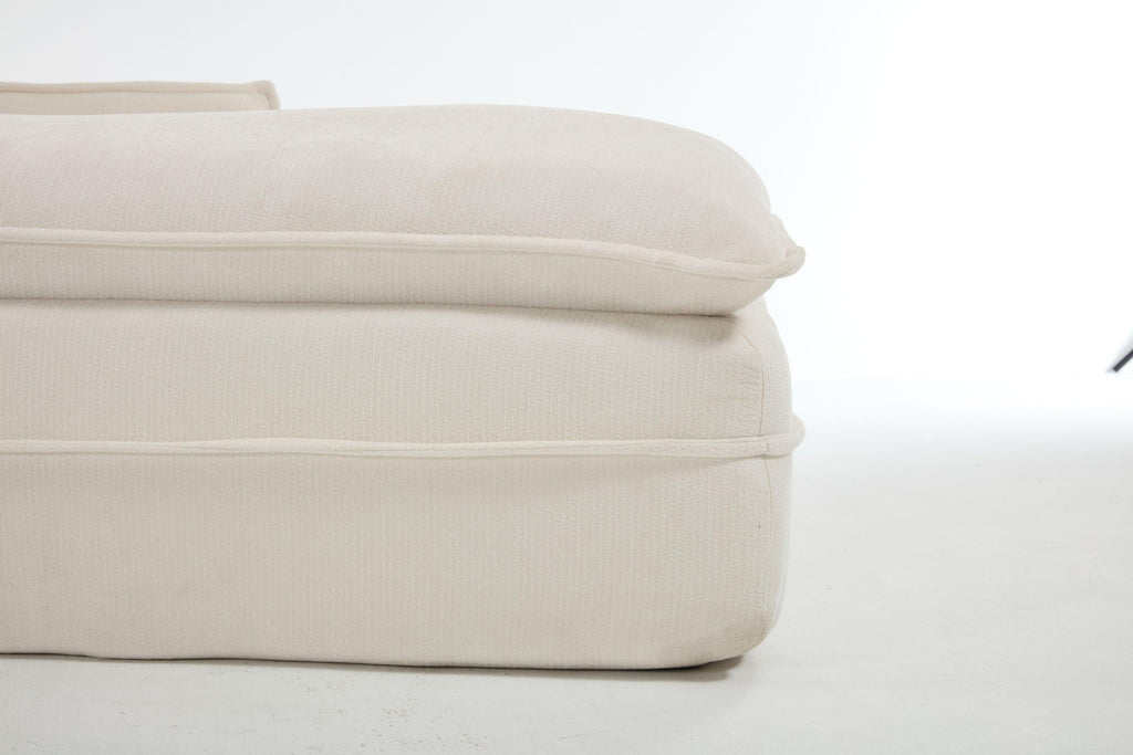 Elegant White Polyester Modern Minimalist Sectional Sofa.