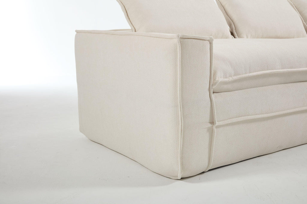 Elegant White Polyester Modern Minimalist Sectional Sofa.