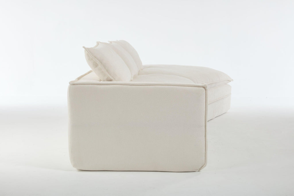 Elegant White Polyester Modern Minimalist Sectional Sofa.