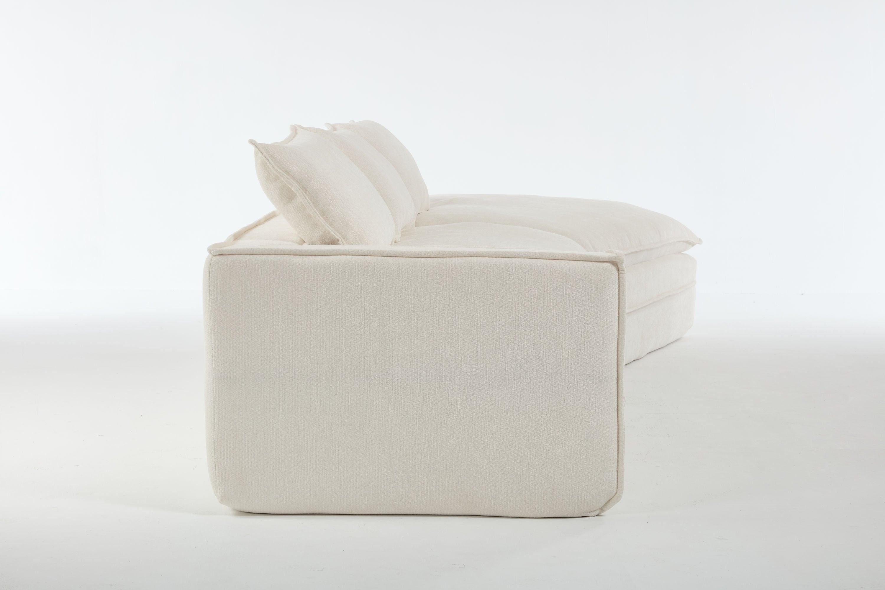 Elegant White Polyester Modern Minimalist Sectional Sofa.
