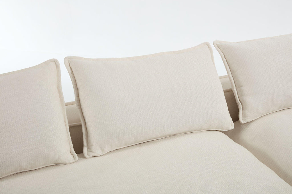 Elegant White Polyester Modern Minimalist Sectional Sofa.