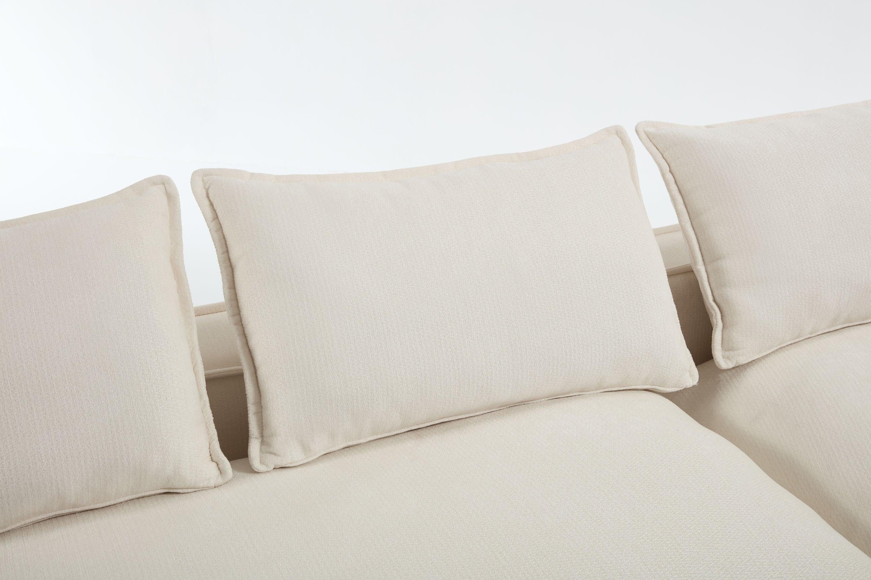 Elegant White Polyester Modern Minimalist Sectional Sofa.