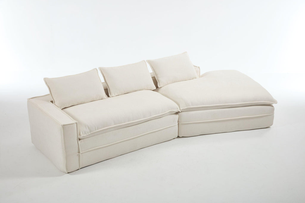 Elegant White Polyester Modern Minimalist Sectional Sofa.