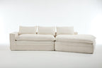 Elegant White Polyester Modern Minimalist Sectional Sofa.
