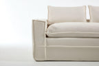 Modern Minimalist Modular Sectional Sofa with Upholstered Cloud Couch and Deep Seats in White Polyester