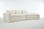 Modern Minimalist Modular Sectional Sofa with Upholstered Cloud Couch and Deep Seats in White Polyester