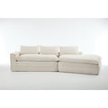 Elegant White Polyester Modern Minimalist Sectional Sofa.