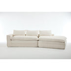Elegant White Polyester Modern Minimalist Sectional Sofa.