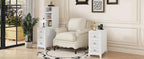 End Table with 3 Drawers, Corner Table with 2 Open Shelves, Tall Side Table for Bedroom and Corner, White,Expect Arrival Date (2025/5/27)