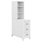 Elegant White Rubber Wood End Table with 3 Drawers.