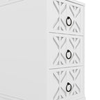Elegant White Rubber Wood End Table with 3 Drawers.