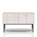 Elegant White Solid Wood Server with Metal Drawers.