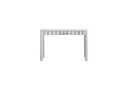 Elegant White Solid Wood Writing Desk with Reeded Fronts.