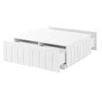 ON-TREND Elegant TV Stand with Arched Design for TVs Up to 80', Modern Dual Purpose Coffee Table with 4 Drawers, Multi-Functional Organizer Cabinet with Storage for Living Room, Bedroom, White