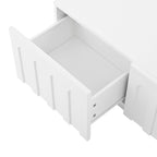 ON-TREND Elegant TV Stand with Arched Design for TVs Up to 80', Modern Dual Purpose Coffee Table with 4 Drawers, Multi-Functional Organizer Cabinet with Storage for Living Room, Bedroom, White