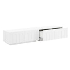 ON-TREND Elegant TV Stand with Arched Design for TVs Up to 80', Modern Dual Purpose Coffee Table with 4 Drawers, Multi-Functional Organizer Cabinet with Storage for Living Room, Bedroom, White