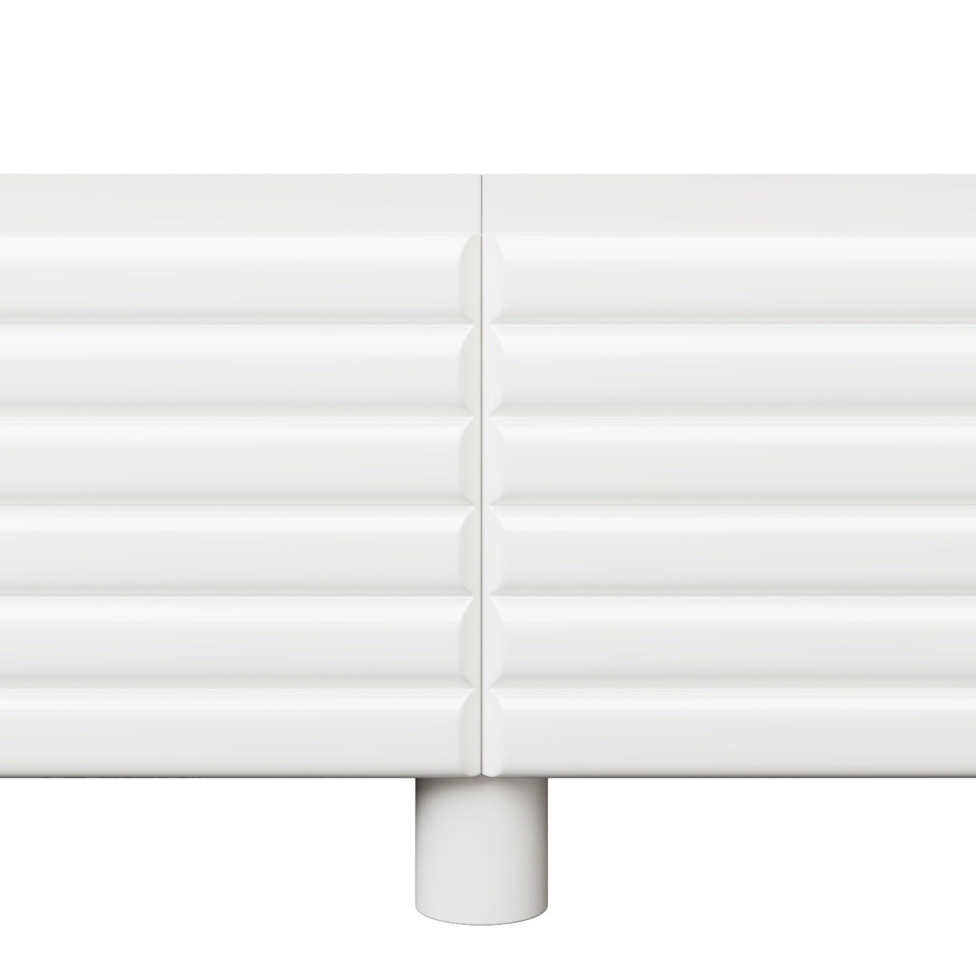 Stylish Thick Wavy Door TV Cabinet with Adjustable Shelves, Cream Style TV Stand with 4 Cabinets for TVs Up to 75', Solid Media Console with Cylindrical Legs and Cable Holes for Living Room, White