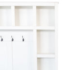 ON-TREND Farmhouse Wooden Style Hall Tree with 6 Hooks, Practical Walnut Storage Bench with Adjustable Shelves, 4-in-1 Entryway Shoe Cabinet with 13 Cubbies for Mudroom, Living Room, White, 76.7'H