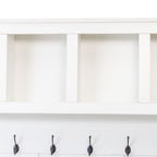 ON-TREND Farmhouse Wooden Style Hall Tree with 6 Hooks, Practical Walnut Storage Bench with Adjustable Shelves, 4-in-1 Entryway Shoe Cabinet with 13 Cubbies for Mudroom, Living Room, White, 76.7'H