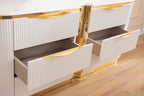 Gold Detailed 6-Drawer Dresser made with Wood in White