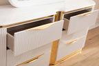 Gold Detailed 6-Drawer Dresser made with Wood in White