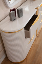 Gold Detailed 6-Drawer Dresser made with Wood in White