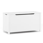 Kids Wooden Toy Box Storage with Safety Hinged Lid for Ages 3+ (White)