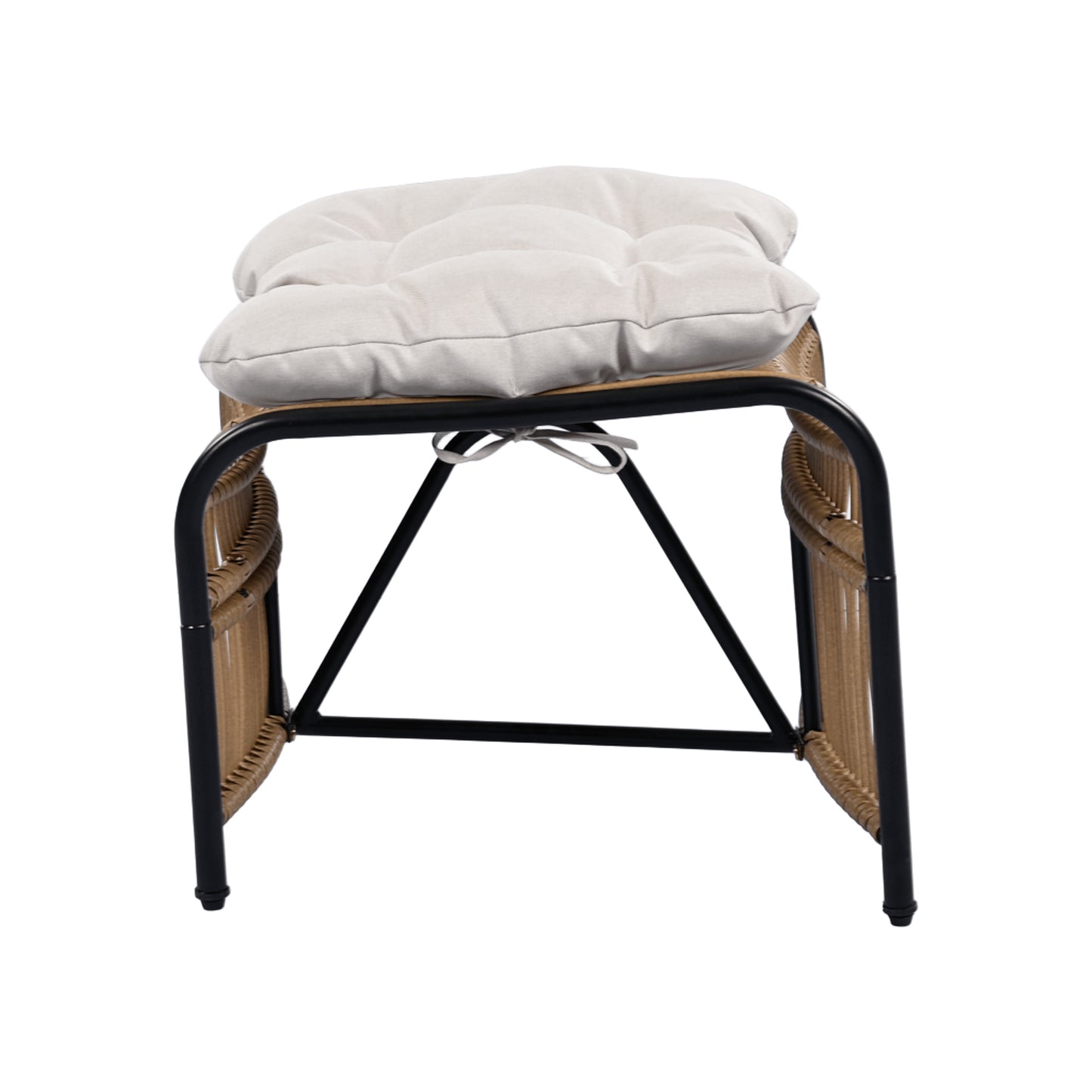 3 Pieces Wicker Outdoor Patio Furniture Set with Lounge Chair, Balcony Chairs Table Set with Cushions, Ottoman, Patio Conversation Sets for Garden ,Deck,and Porch, Black & Natural & Beige - Groovy Boardz