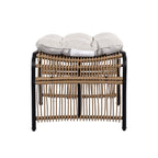 3 Pieces Wicker Outdoor Patio Furniture Set with Lounge Chair, Balcony Chairs Table Set with Cushions, Ottoman, Patio Conversation Sets for Garden ,Deck,and Porch, Black & Natural & Beige - Groovy Boardz