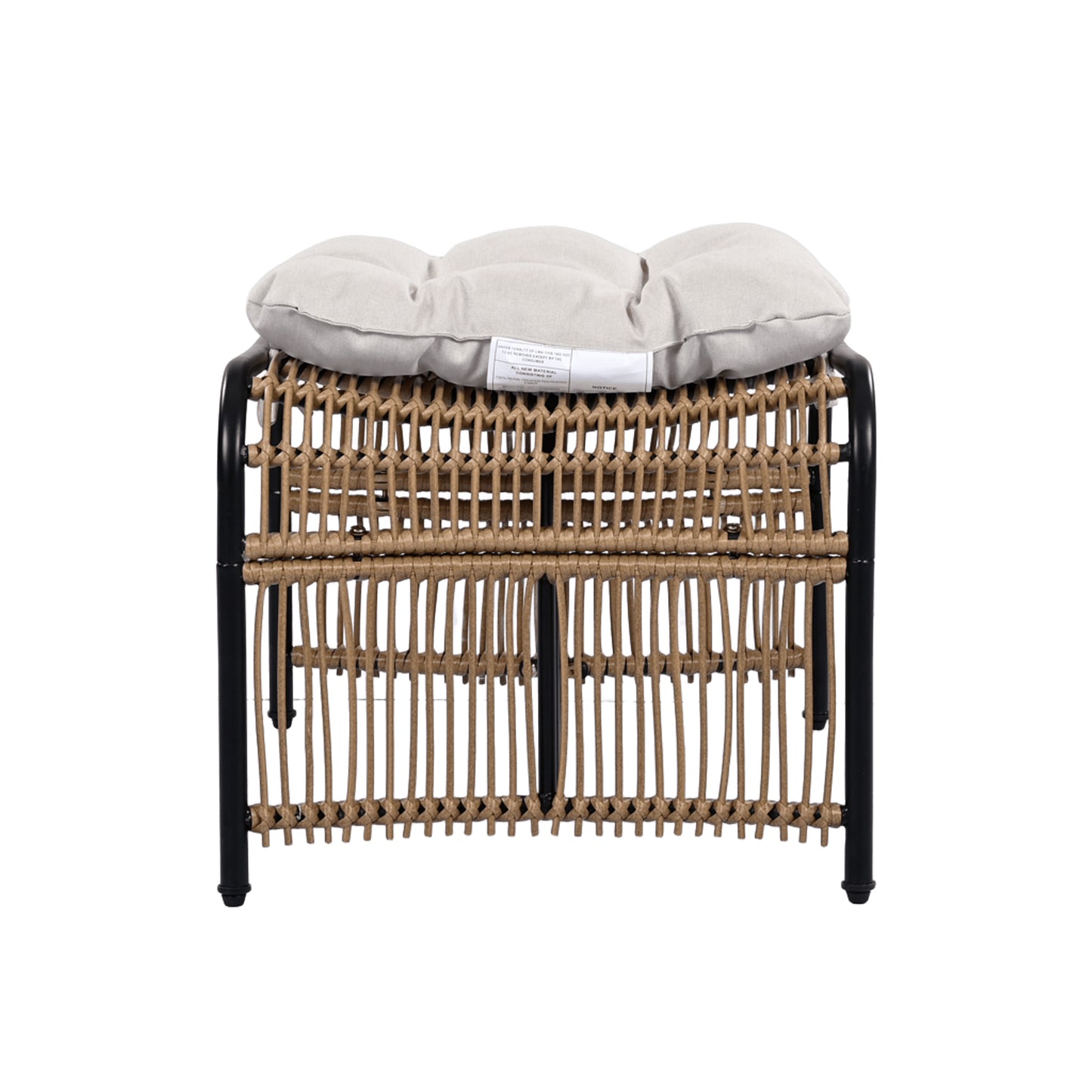 3 Pieces Wicker Outdoor Patio Furniture Set with Lounge Chair, Balcony Chairs Table Set with Cushions, Ottoman, Patio Conversation Sets for Garden ,Deck,and Porch, Black & Natural & Beige - Groovy Boardz