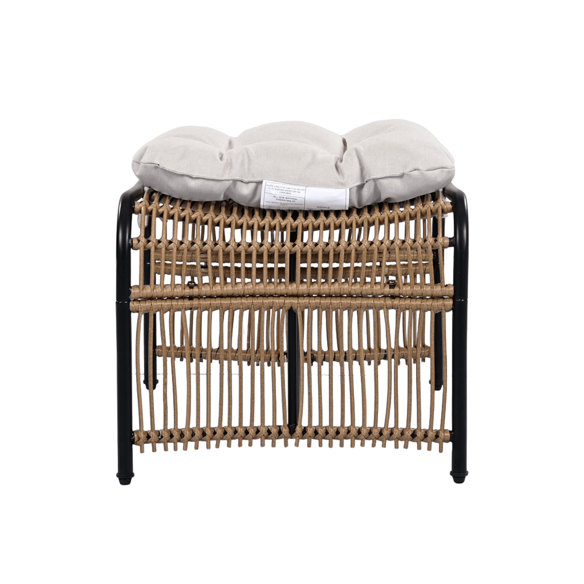 3 Pieces Wicker Outdoor Patio Furniture Set with Lounge Chair, Balcony Chairs Table Set with Cushions, Ottoman, Patio Conversation Sets for Garden ,Deck,and Porch, Black & Natural & Beige - Groovy Boardz